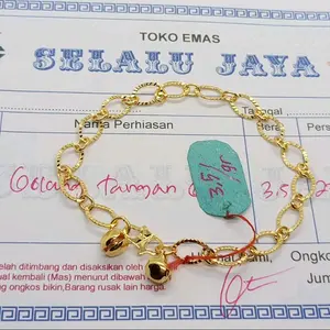 Gelang Tangan Emas 3,5gr Gelang Tangan Wanita Motif Nuri Ukir Free Surat