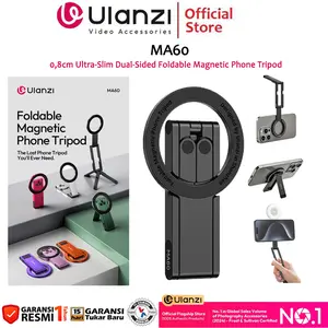 ULANZI MA60 Mini Magnetic Tripod Handphone – Tripod Meja Portable Aluminium untuk iPhone, bisa jadi selfie stick & tripod konten kreator, cocok untuk desk setup kerja/belajar