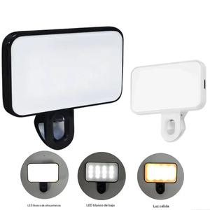 Luz portátil para relleno de teléfono, mini lámpara con clip, ajustable en tres colores, 3 niveles de iluminación, ideal para fotografía y grabación de video