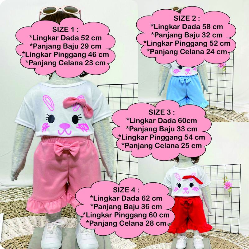 Setelan Anak Perempuan BB 13 CAT PITA Usia 0-4 Tahun Bahan DobelKnit 4