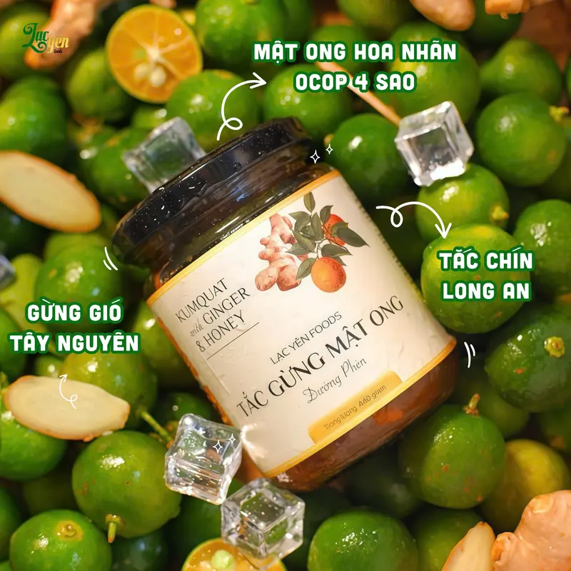 Combo 2 Hũ Tắc Gừng Mật Ong Đường Phèn Lạc Yên Foods, Kèm Quà Tặng 1