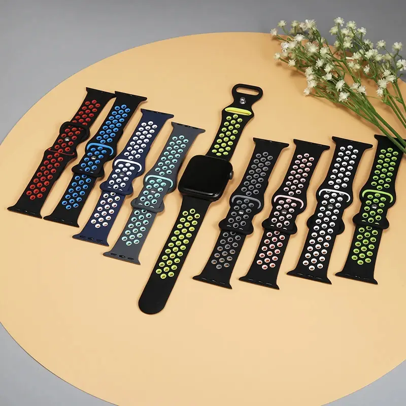 Dây đeo silicon, cho dây đeo Apple Watch, Ultra 2, 49mm, 38mm, 42mm, Vòng đeo tay thể thao, Dòng iWatch 9, 8, 7, 41mm, 45mm, 7, 6, SE, 5, 4, 3, 2, 38mm, 44mm, 40mm, Dây đeo đồng đồng hồ Cao Su Phụ Kiện 0