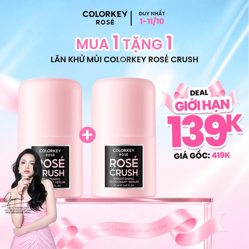 [GIẢM 50% COMBO HOT] Lăn Khử Mùi COLORKEY ROSÉ Hỗ Trợ Dưỡng Sáng Dịu Nhẹ 50ml