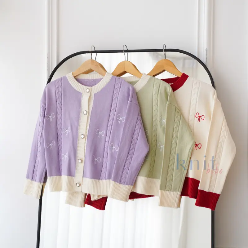 KNITBEBE - HAEWON Atasan Cardigan Rajut Ribbon Knit Top Pita 1