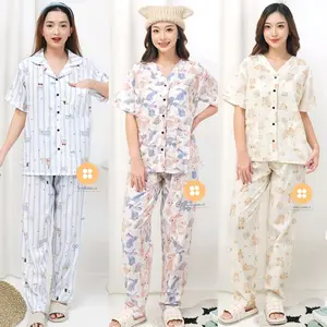 baju tidur wanita/piyama wanita katun celana panjang