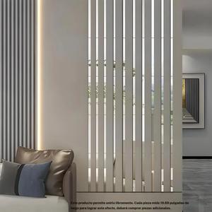 Paquete de 10 piezas, 2*50cm/0.78*19.68 pulgadas, Calcomanía de pared de espejo acrílico plateado, Tiras de calcomanías de pared autoadhesivas, Para sala de estar dormitorio baño oficina hogar, Decoración de pared artística