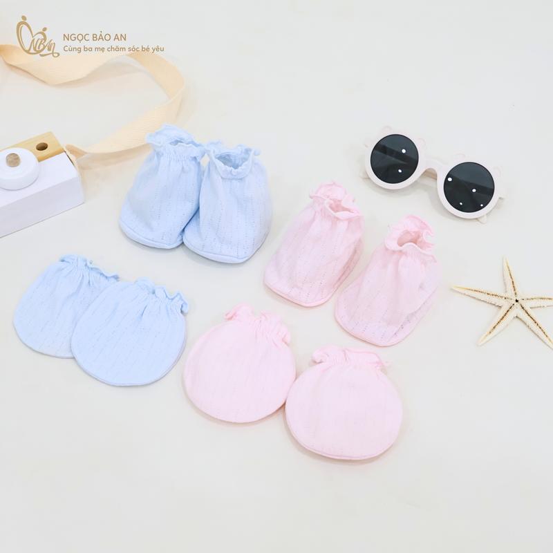Bao tay chân mb cho bé sơ sinh, bao tay chân mềm mại, co dãn, thoải mái cho bé, bao tay chân bo và thun sơ sinh