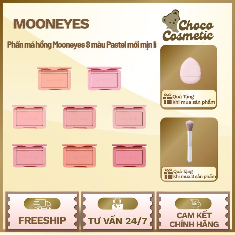 CHÍNH HÃNG-QUÀ TẶNG CỌ MÁ Phấn má hồng Mooneyes 8 màu Pastel mới mịn lì Choco.cosmetic
