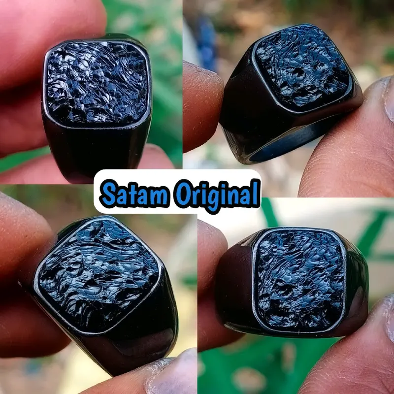 cincin batu satam original belitung meteor tektite 0