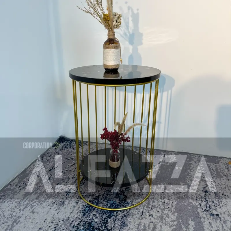 Coffee table CASSANOVA rangka Besi motif Marmer Aesthetic Diameter 40 Tinggi 60cm Furniture Blockboard 18mm 0