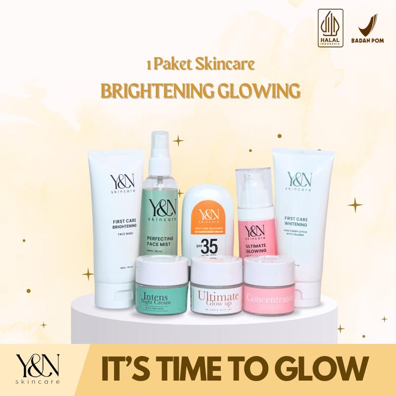 Paket Glowing Y&N Skincare Perawatan Wajah Pencerah Muka Mencerahkan Moisturizer Facial Pelembab Lotion 1