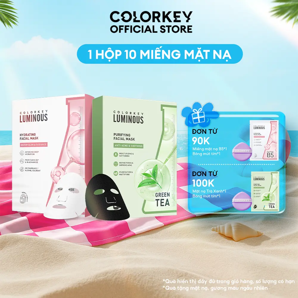 [DEAL HOT] 1 HỘP Mặt Nạ Giấy COLORKEY LUMINOUS Hỗ Trợ Cấp Ẩm PHIÊN BẢN NÂNG CẤP MỚI 10 miếng/hộp