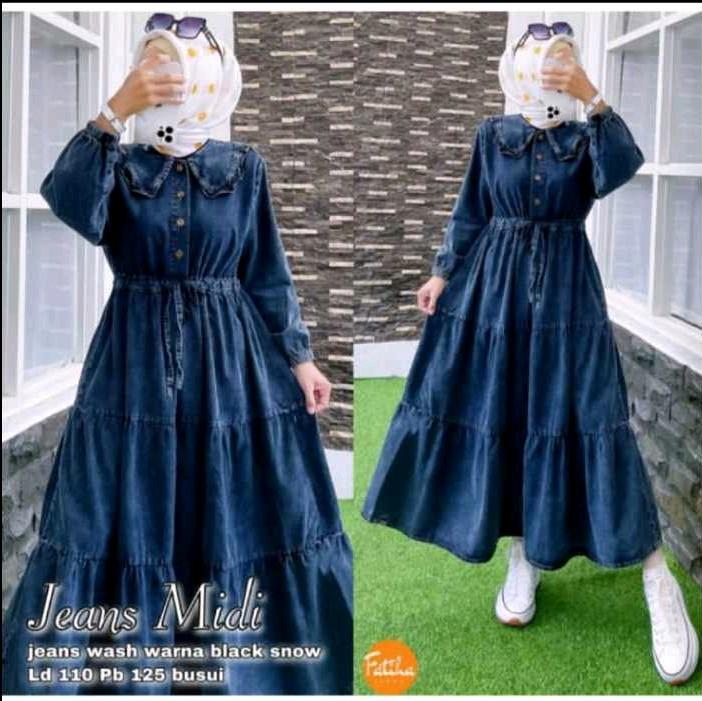 GAMIS JEANS MESYA DADA SERUT WANITA TERBARU Dress Lebaran Dewasa Remaja Muslim Maxi Pesta Mewah 3