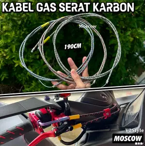 KABEL GAS CARBON SERAT ASLI 190CM Thailand MORIN TALI GAS SPONTAN / STANDAR 1.9 M UNIVERSAL Nmax Pcx Beat Vario Scoopy Revo Supra Sonic Mio Xeon Jupiter Maxi Lexi Aerox Xride Fino Soul Freego R25 KLX Crf Vixion Byson Scorpio CBR PRO Versa VEGA FIZ MX FU
