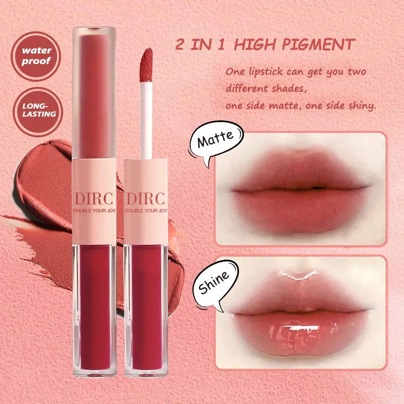 2-in-1 Lipstick Velvet Matte & Glossy Liquid Lipstick: Long-Lasting, Moisturizing Double-Headed Lip Color