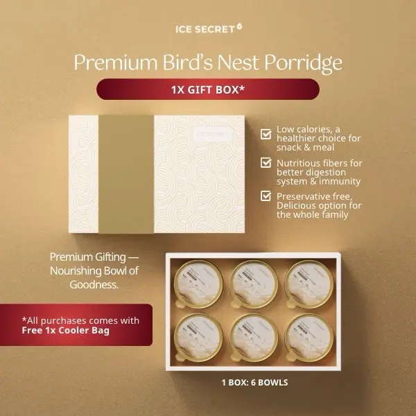 Box of 6 Bowls: Premium Bird's Nest Porridge (Incl: Cooling Bag and Box)