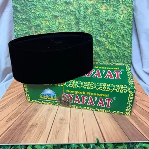 SONGKOK PECI NASIONAL HITAM SYAFAAT TINGGI 9CM KUALITAS TERBAIK