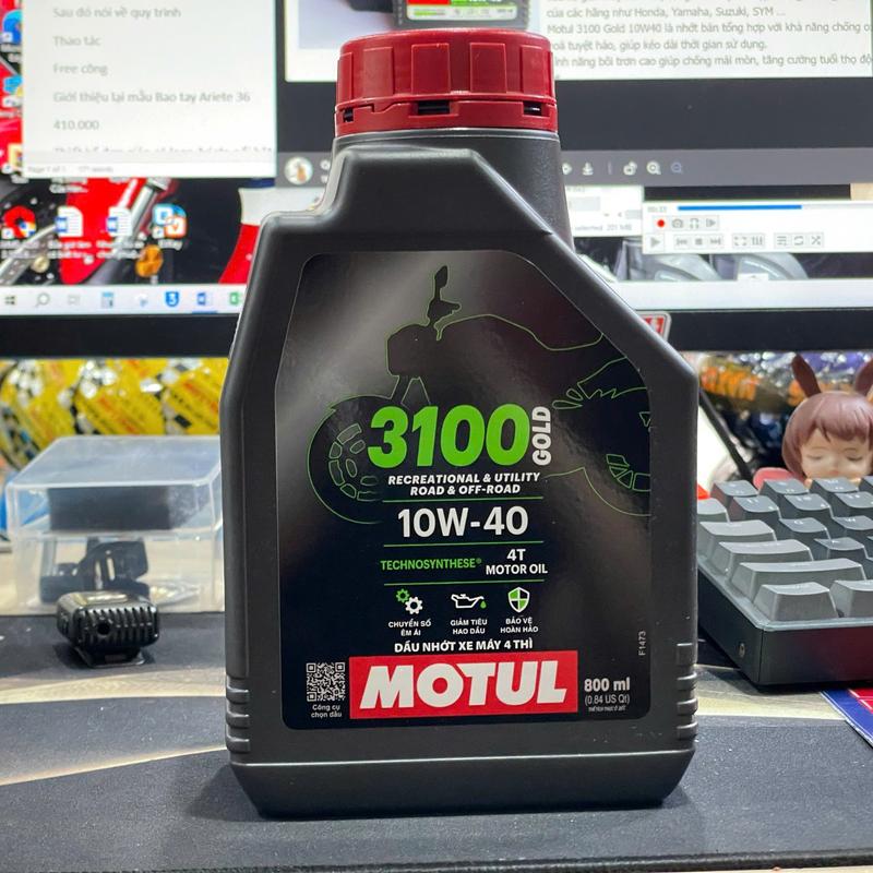 Nhớt Motul 3100 Gold 4T 10W40 0.8L nhớt bán tổng hợp cho xe số xe côn tay (910013) Dầu Nhớt Dầu