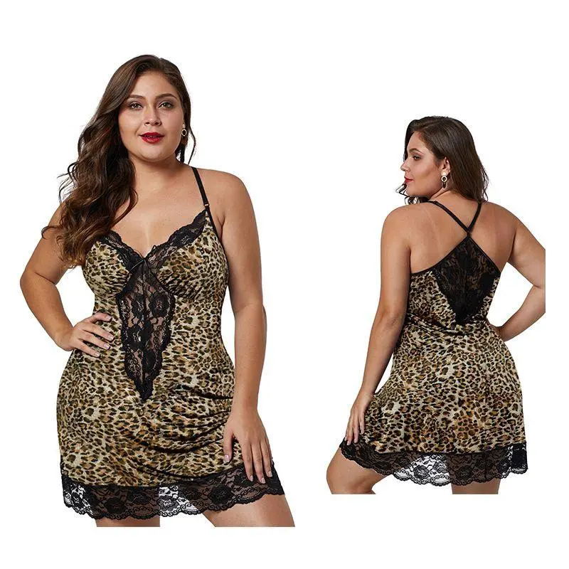 Happy Girl Shop Lingerie Mini Dress Leopard Ketat Renda HItam BB Jumbo Renda Hitam LW 5