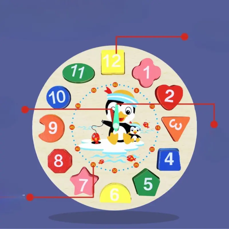 [IM] Mainan Edukasi Dini Bentuk Jam Putar / Sensory Educatiton Geometri Bentuk Bangun Ruang / Puzzle Angka Jam / Mainan Montessory Clock / Puzzle Kayu Unik 1