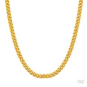 Rantai Hip Hop Cuba untuk Lelaki dan Wanita dengan Reka Bentuk Sisi, Gaya Ranting Kuda, Buatan Tangan, Rantai Leher Flat yang Tahan Lama dan Berlapis Emas, Perhiasan Tembaga Aloi