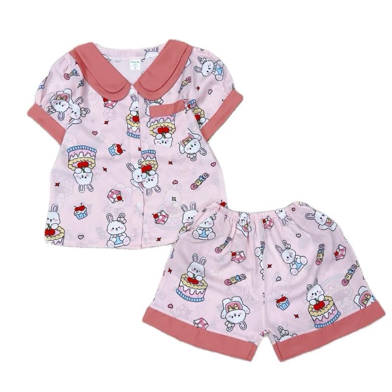 MÃ 57: 23-48kg . Bộ đồ pijama tiểu thư quần đùi cổ 2 lá mềm mịn mát không nhăn . Bộ đồ mặc nhà thoáng mát thấm hút mồ hôi Nữ Áo Women Top Quần Ngủ đồ ngủ đồ ngủ lụa bằng ngắn