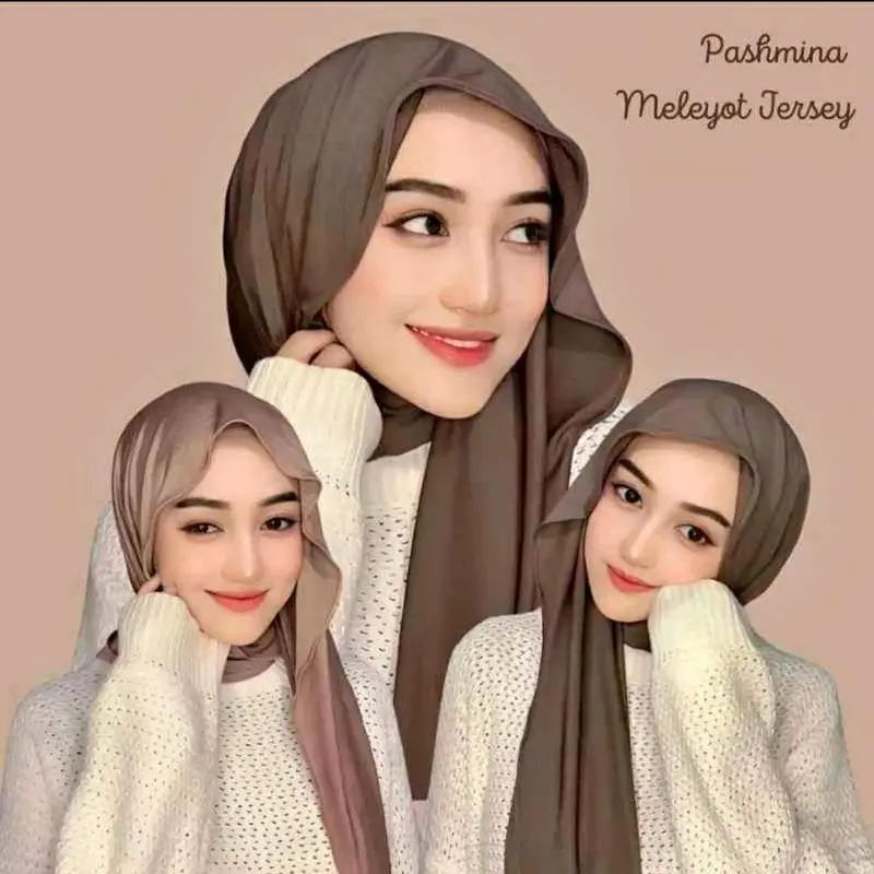 Pashmina Jersey Meleyot Aisyah Fashion Premium Kerudung Instan Muslim Wanita - Jilbab pashmina  kaos rayon Panjang Hitam pashmina  kaos  rayon  premium 0