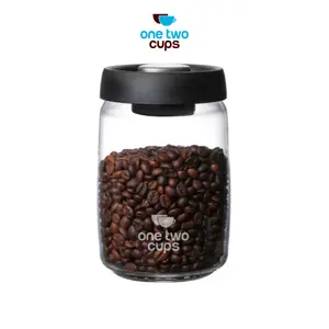 One Two Cups Toples Kaca Biji Kopi Coffee Beans Vacuum Sealed Lid - SE41 - Hitam