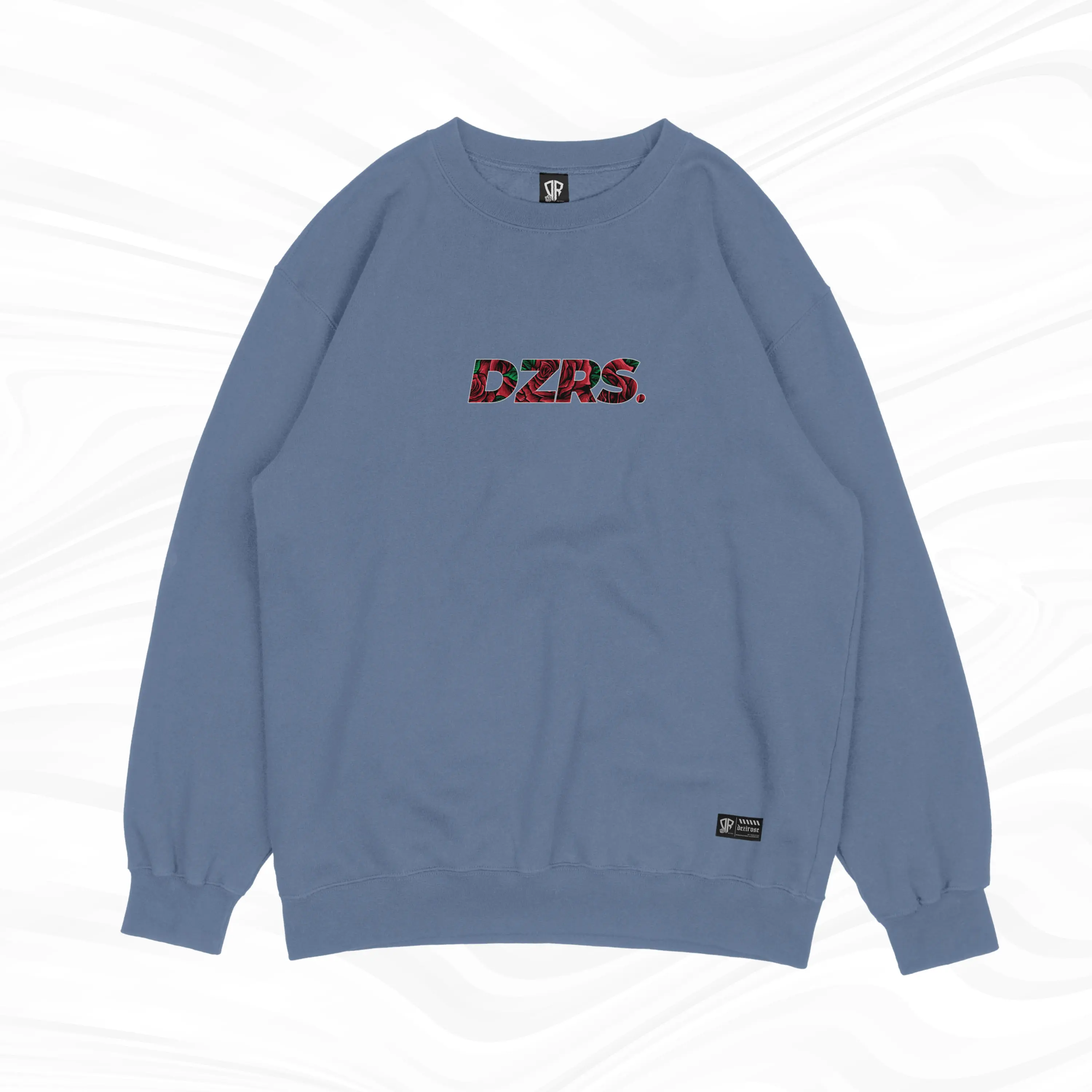 Dezirose Crewneck Font Rose Simpel - Sweater Pria Wanita Distro Fleece 280gsm Tebal Premium Size M-XXL (16 Colour)