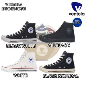 Sepatu Ventela Ethnic High Black Natural / Black White / White / All Black Shoes Free Sticker & Free Kaos Kaki