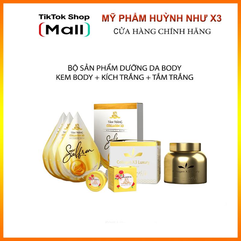  Combo Body collagen x3  gồm  kem Body x3 kem  Kích trắng x3 Tắm trắng x3 Đông Anh Huỳnh Như collagen  x3 