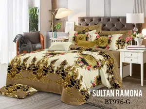 SPREI SULTAN (GRATIS SARUNG BANTAL DAN GULING) TANPA BEDCOVER SEPREI BUNGA MEWAH KUALITAS PREMIUM HALUS TIDAK LUNTUR 1 SET UKURAN JUMBO 180x200 160x200 120x200 KING QUEEN SINGLE