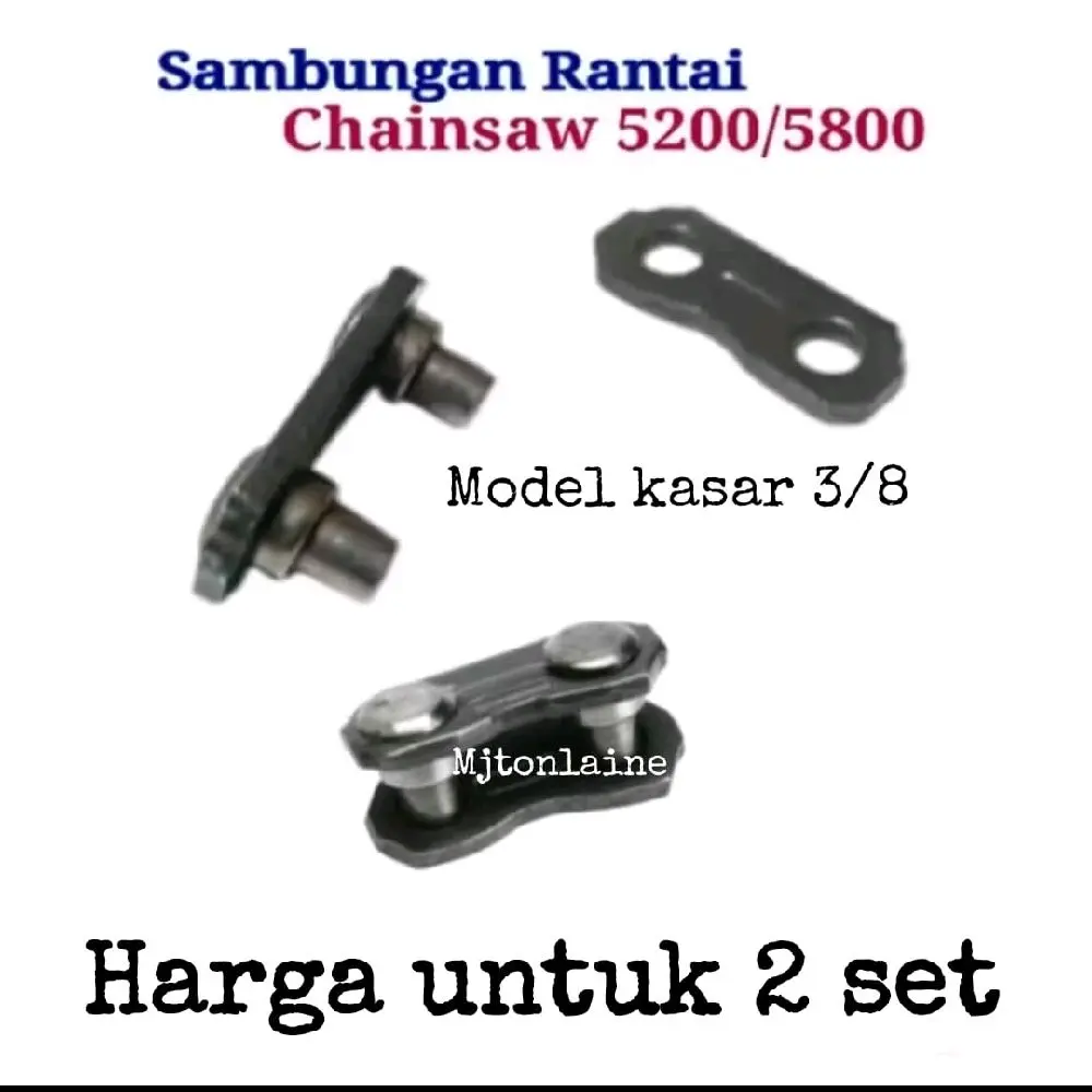Sambungan Rantai Chainsaw Mini 5200/5800 2 Set Mesin Potong Kayu 72+34/38/42 Mata Tahan Lama dan Mudah Pasang