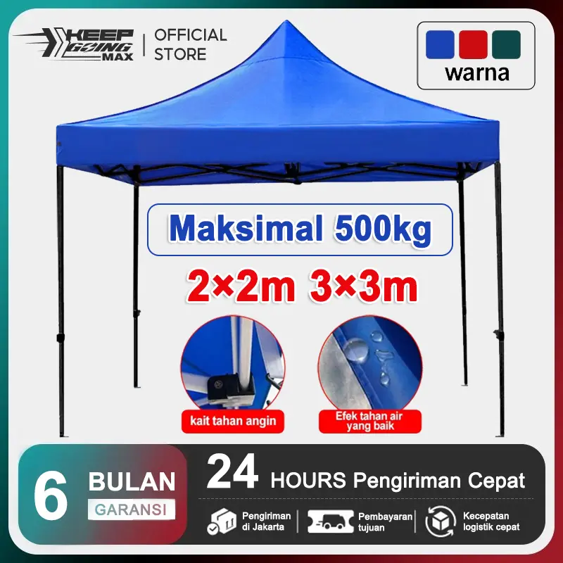 GAZEBO LIPAT BAZAR 3x3m & 2x2m - Tenda Outdoor Anti Air/Angin 600D, Pemasangan Instan 3 Menit! Untuk Jualan Pameran, Dagang Keliling & Event Dadakan