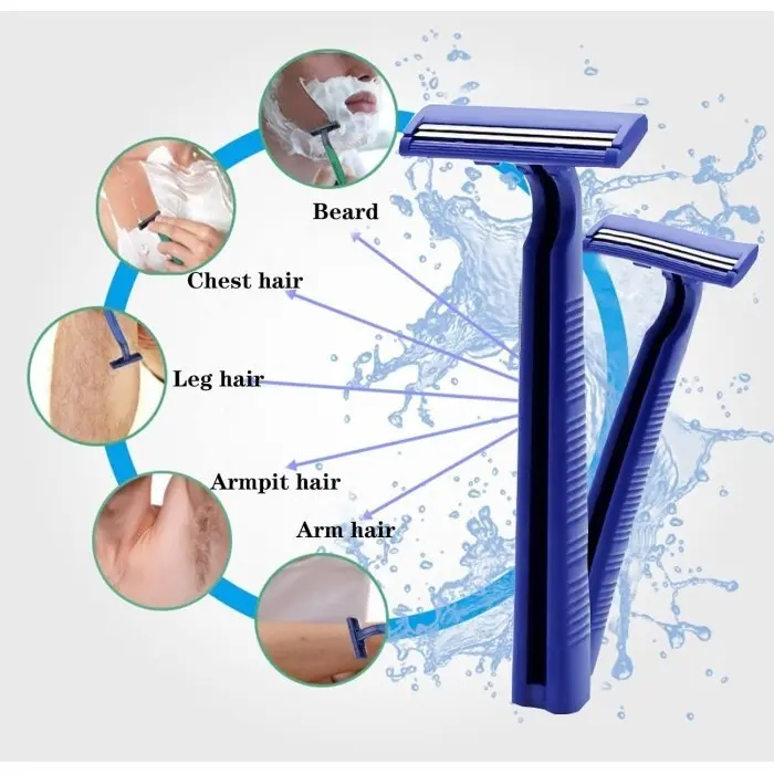 Alat Cukur Mata 2 Biru Alat Pisau Cukur Kumis Jenggot Disposable 2