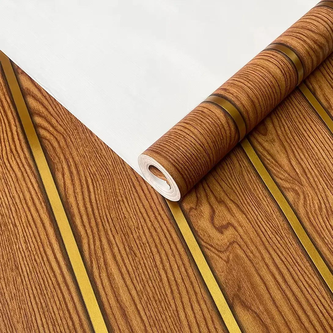Wallpaper Stiker Dinding Motif Salur Kayu 4 Meter Dekorasi Rumah Termurah Kertas Pvc