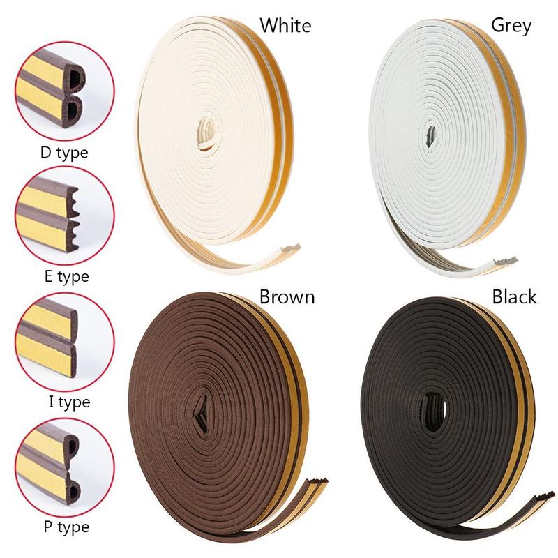 5/10m D/E/P/I Type Rubber Weather Strips Anti Collision Draught Excluder Window Door Foam Seal Strip 4