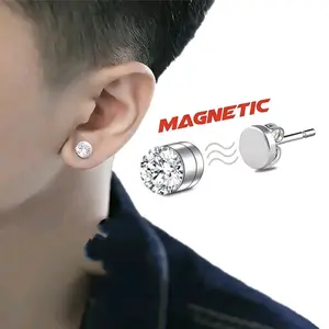 Anting Magnet Model Anting Asli Terbaru Anting Permata Diamond Earrings dengan Fitur Magnetic
