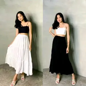 Rok Style Canda Tutu Kekinian Termurah Rok Ruffle  Rayon Nyaman Wanita Panjang rok cewek terbaru