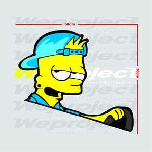 Weproject Stiker Kaca Samping Truk Bart Simpson Ngintip Kacamata Vinyl Glossy Lucu Keren Bahan Sticker Vinyl Glossy Cocok untuk Semua Jenis Mobil Desain Karakter Bart Simpson Tampilan Menarik dan Mengkilap
