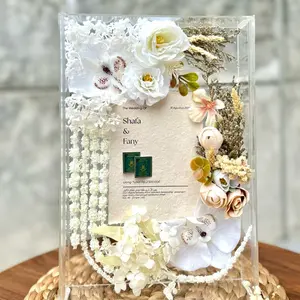 Bingkai mahar pernikahan frame akrilik ukuran 30x20 rustic Bunga