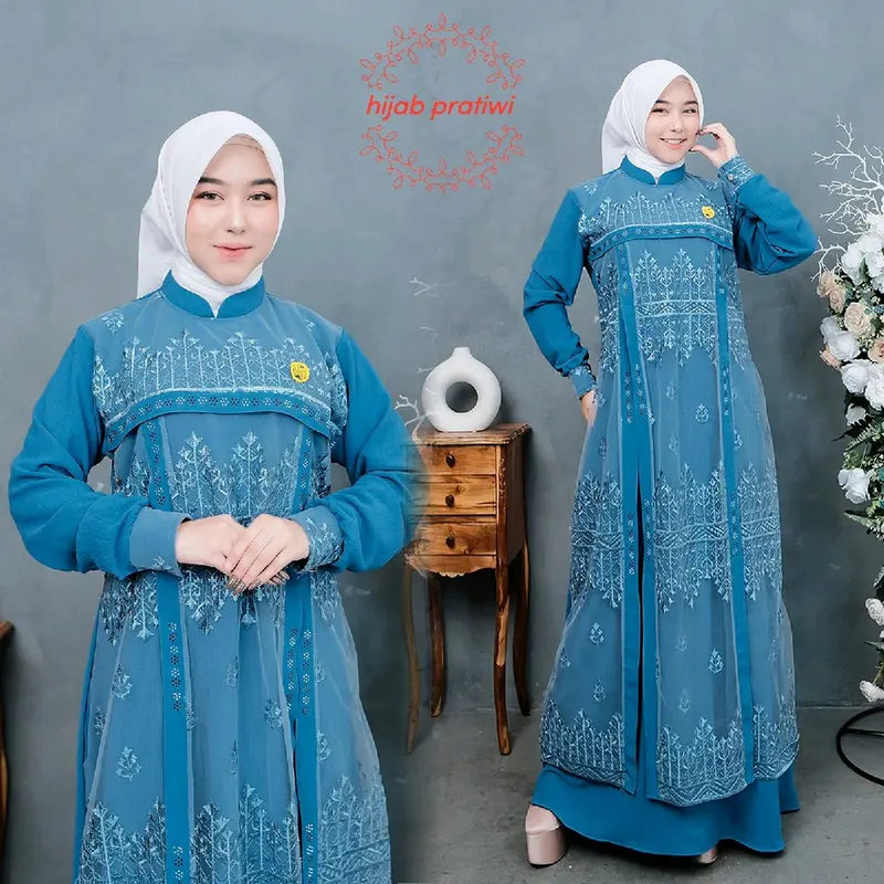 Hijab Pratiwi - Nazwa Dress Gamis Cringkel Mix Brokat Sapto Terbaru Gamis Kondangan Elegan Gamis Viral kekinian modern gamis lebaran 3