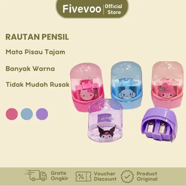 FIVEVOO Rautan / Serutan Pensil / Pencil Sharpener Pastel Joyko