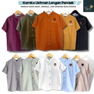 TABINA Kemeja Couple Ayah dan Anak Lengan Pendek Seri Ustman usia 1 tahun hingga Dewasa XXL