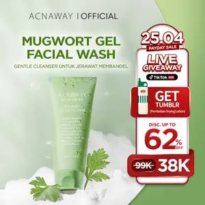 ACNAWAY Mugwort Gel Facial Wash Cleanser Acne Friendly Face Wash - Sabun Cuci Muka untuk Kulit Berjerawat & Sensitif Membersihkan Kotoran & Mencerahkan with Mugwort + Centella + Panthenol