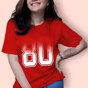 COD 88 Kaos Motif Angka 80 17 agustus 2025 Indonesia Merah Putih Distro Wanita Lengan Pendek Baju Unisex Cewek Pakaian Atasan Oblong Wanita T-shirt Dewasa Lengan Pendek