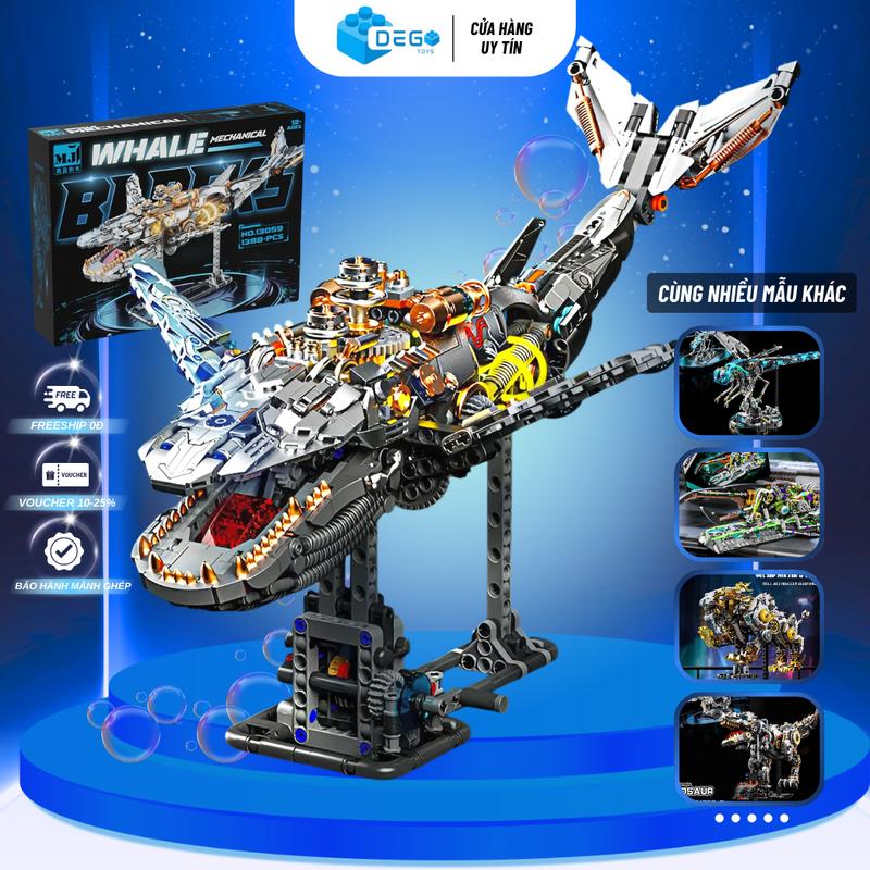 Mô hình lắp ráp Cá voi máy 13059, Sư tử 13090, Khủng long 13087, Chuồn chuồn 13086, Bọ ngựa 13055, Bọ cánh cứng 13053, Đồ chơi lắp ráp trưng bày DEGO Toys