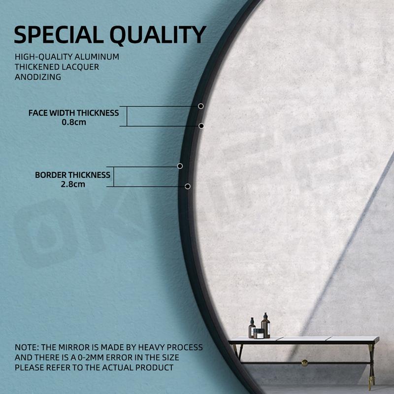 Product Introduction of [OKLIFE. ]Aluminium White/Gold/Black Round Mirror Bathroom Mirror Wrought Iron Wall Mirror 25