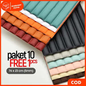 (PAKET 10PCS) Wallpaper Dinding Kulit Sticker Foam Ukuran 76x23cm (5mm) Wall Paper Dinding Kamar Rumah Waterproof