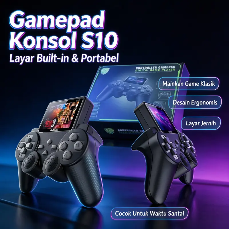 Captivaty Konsol Game Genggam Retro Layar Built-in Gamepad Arcade Klasik Support Dua Pemain Portable Isi Ulang
